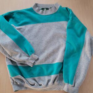 VTG Hunt Club Colorblock Sweatshirt Large teal & gray